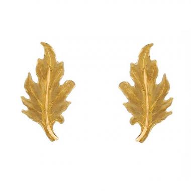 Buccellati Foglia Quercia earrings for non pierced ears in yellow gold