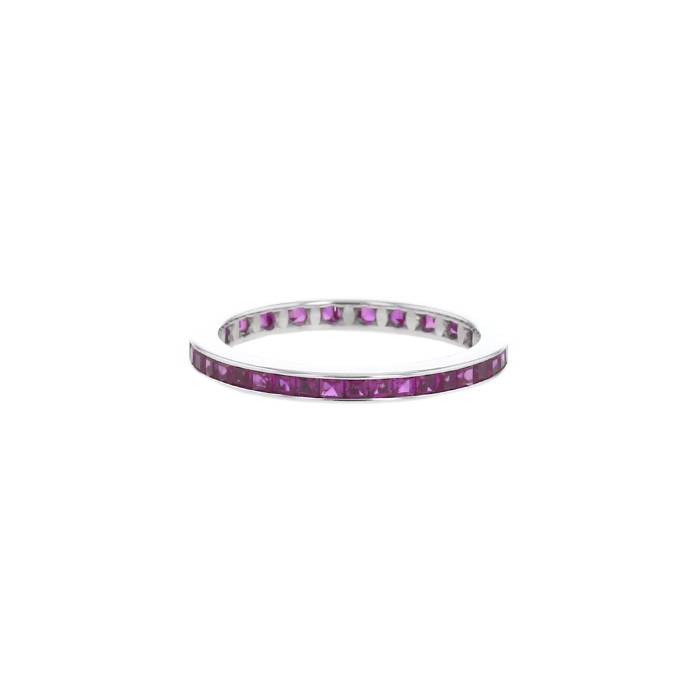 Vintage ring in 14k white gold and ruby - 00pp