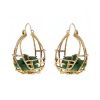 Vintage 1970's earrings in 14 carats yellow gold and rough emerald - 00pp thumbnail