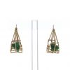 Vintage 1970's earrings in 14 carats yellow gold and emerald - 360 thumbnail