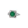 Vintage Art Déco ring in platinium,  diamonds and emerald - 00pp thumbnail
