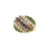Vintage 1950's ring in yellow gold,  emerald and sapphires and in diamonds - 00pp thumbnail