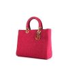 Dior Lady Dior large model handbag in pink tweed and pink leather - 00pp thumbnail