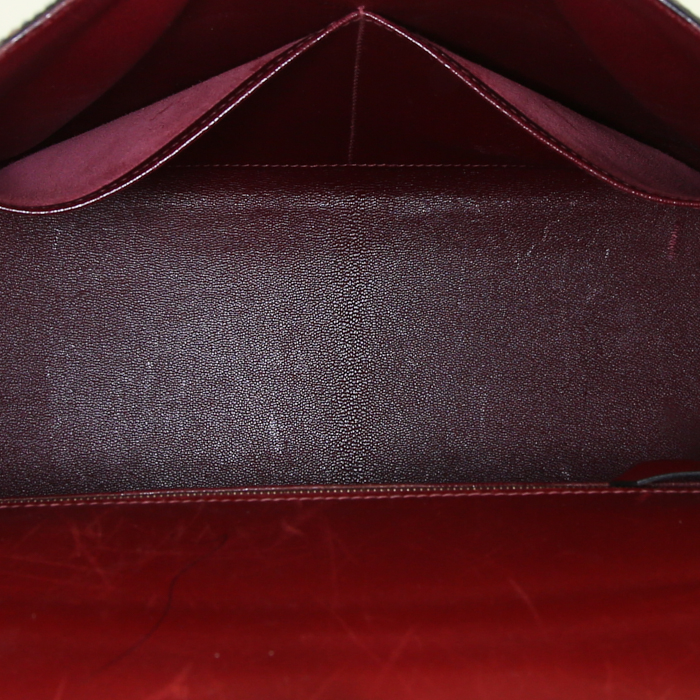 Hermes Kelly 32 cm handbag in red, burgundy and blue tricolor box leather - Detail D3