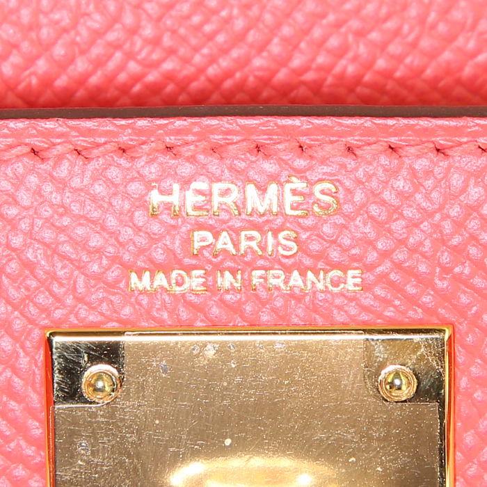 Sac Hermes Kelly 28 cm en cuir epsom rose Jaipur - Detail D5