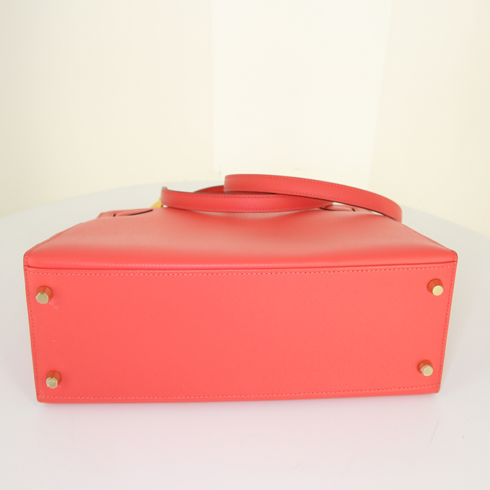Sac Hermes Kelly 28 cm en cuir epsom rose Jaipur - Detail D6