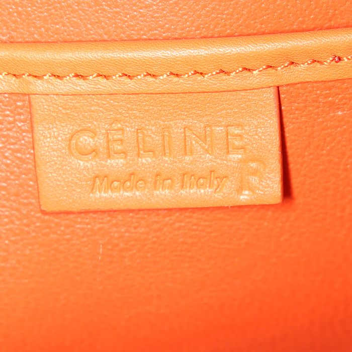 Sac bandoulière Céline Luggage Nano en cuir orange - Detail D5