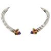 David Yurman Cable Renaissance linked necklace in silver,  yellow gold and colored stones and in garnets - 00pp thumbnail