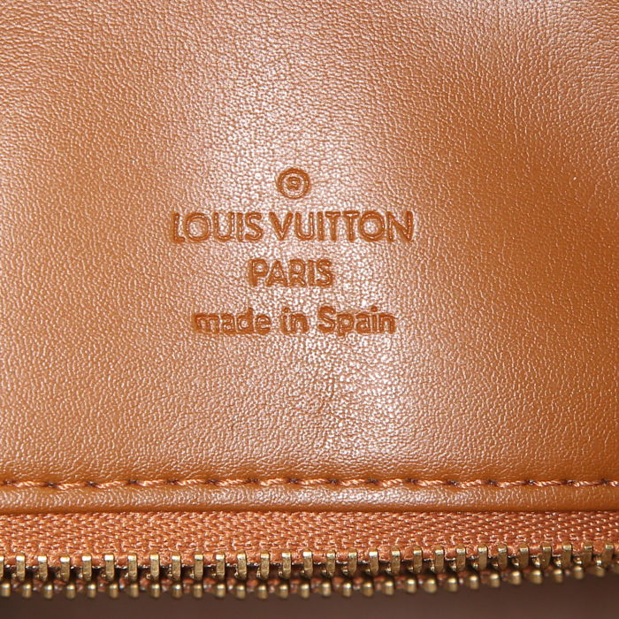 Louis Vuitton Houston shopping bag in brown monogram patent leather and natural leather - Detail D3