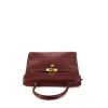 Hermes Monaco handbag in burgundy box leather - 360 Front thumbnail