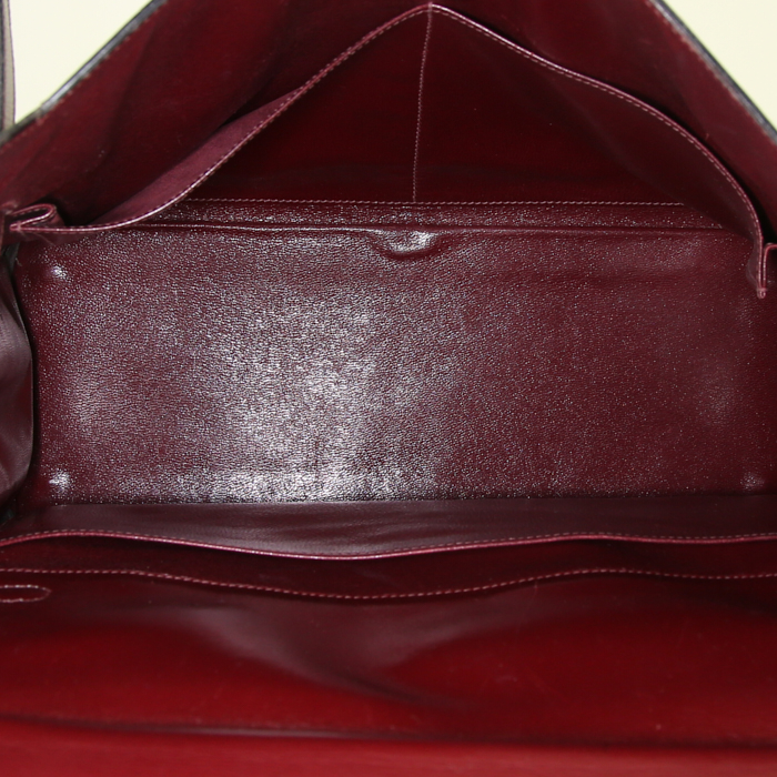 Sac à main Hermes Monaco en cuir box bordeaux - Detail D2