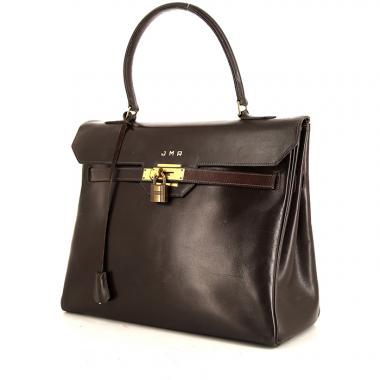 Hermes Monaco handbag in brown box leather