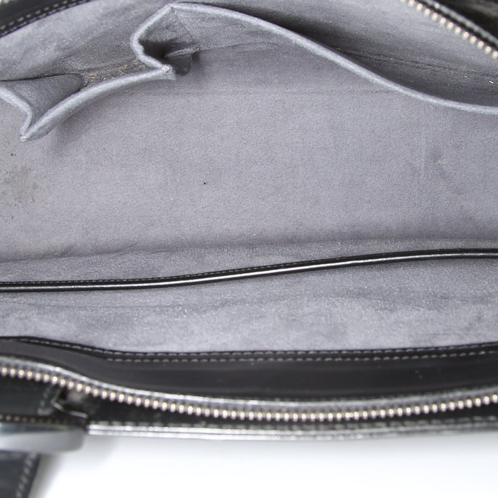 Louis Vuitton Gemeaux shopping bag in black epi leather - Detail D2