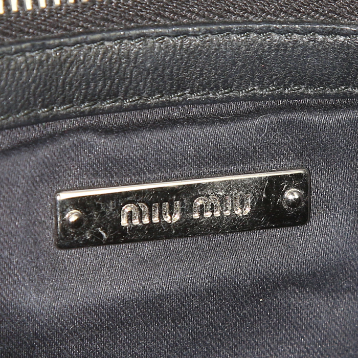 Borsa da spalla o a mano Miu Miu Iconic Crystal in pelle trapuntata nera con strass - Detail D3