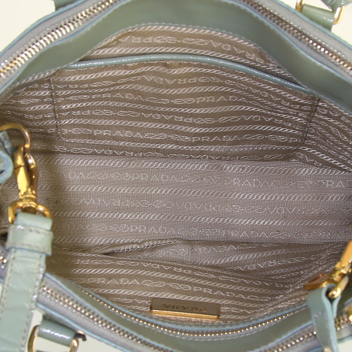 Borsa Prada Galleria modello piccolo in pelle saffiano verde acqua - Detail D3