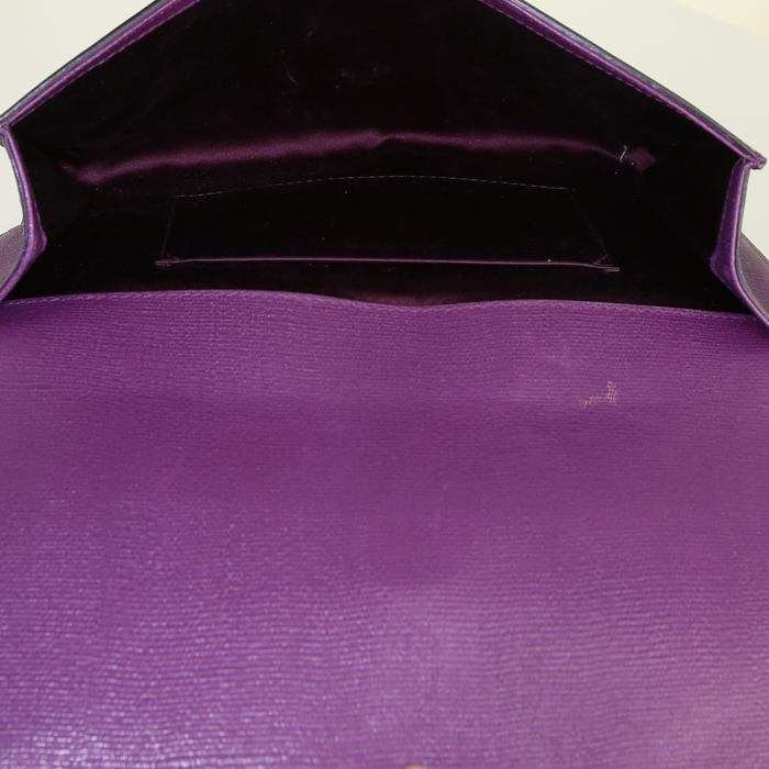 Pochette Yves Saint Laurent Chyc en cuir violet - Detail D2