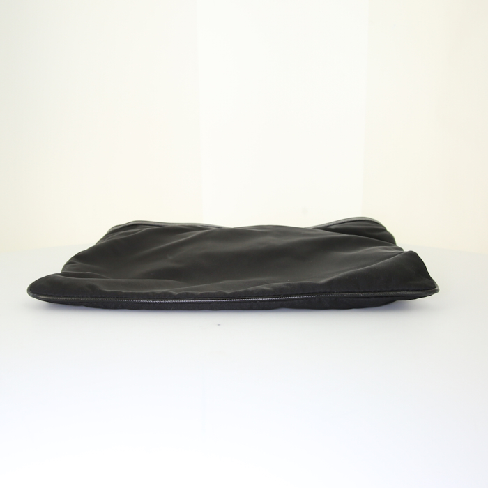 Sac bandoulière Prada Animalier en toile noire et cuir noir - Detail D4