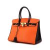 Hermes Birkin 30 cm handbag in orange and black bicolor togo leather - 00pp thumbnail