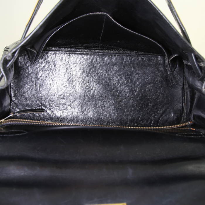 Hermes Kelly 28 cm handbag in black box leather - Detail D3