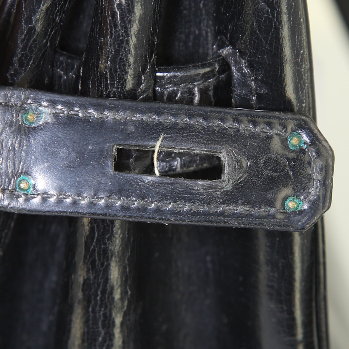 Sac à main Hermes Kelly 28 cm en cuir box noir - Detail D5