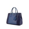 Borsa Prada Galleria modello grande in pelle saffiano bicolore blu e blu scuro - 00pp thumbnail