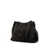 Shopping bag Chanel in pelle nera e tela siglata arancione - 00pp thumbnail