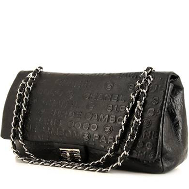 Borsa Chanel 2.55 in pelle nera con motivo
