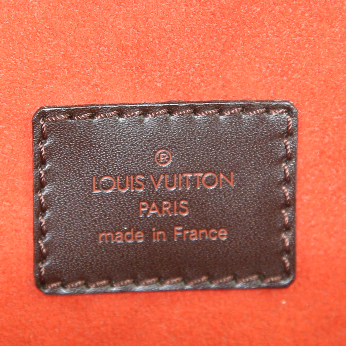 Bolso Louis Vuitton Parioli en lona a cuadros y cuero esmaltado marrón chocolate - Detail D3