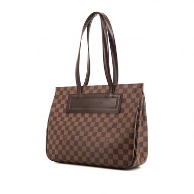 Borsa Louis Vuitton Parioli in tela a scacchi e pelle lucida marrone cioccolato