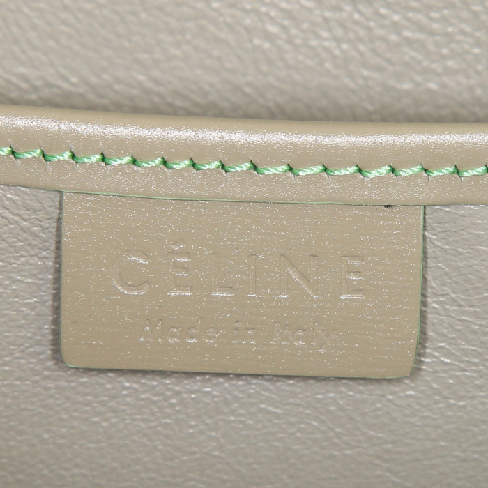Borsa a tracolla Céline Luggage Nano in pelle verde acqua - Detail D4