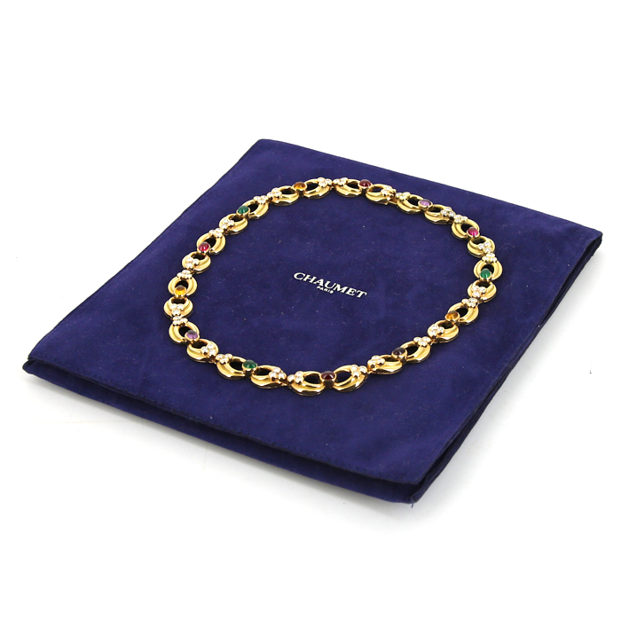 Chaumet 1980's necklace in yellow gold,  colored stones and diamonds - Detail D2