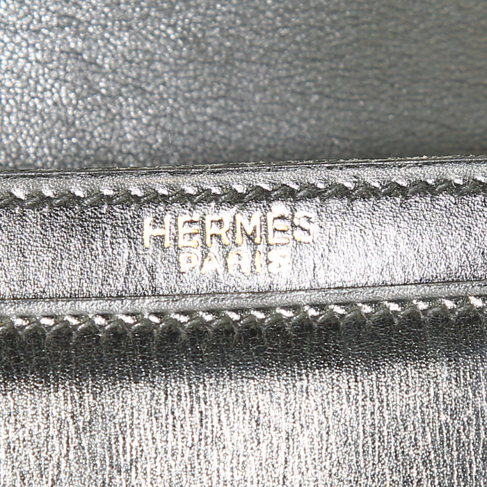 Sac porté épaule Hermès Martine en cuir box noir - Detail D3