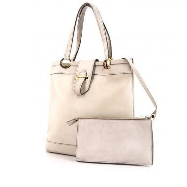 Shopping bag Hermès Berry in pelle martellata bianca