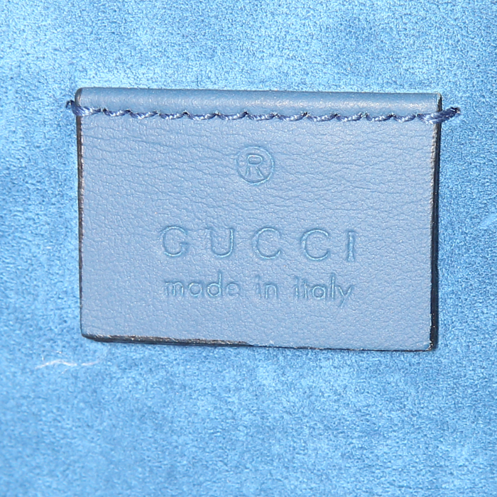 Gucci Dionysus handbag in beige logo canvas and blue suede - Detail D4
