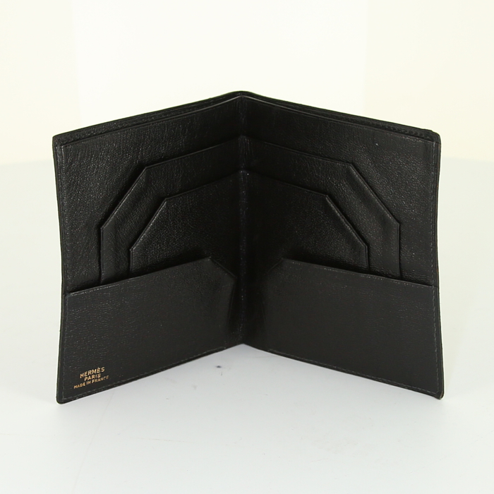 Hermès wallet in black grained leather - Detail D2