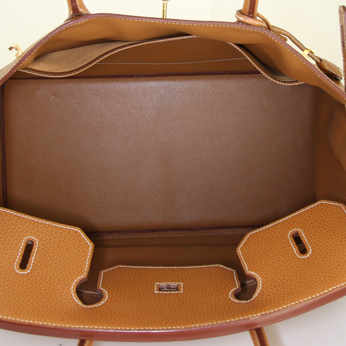 Hermes Birkin 40 cm handbag in gold Ardenne leather - Detail D2