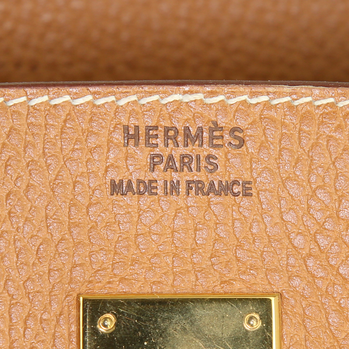 Hermes Birkin 40 cm handbag in gold Ardenne leather - Detail D3