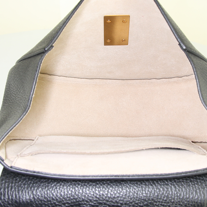Chloé Drew shoulder bag in black grained leather - Detail D2