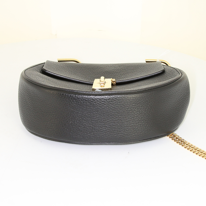 Chloé Drew shoulder bag in black grained leather - Detail D4