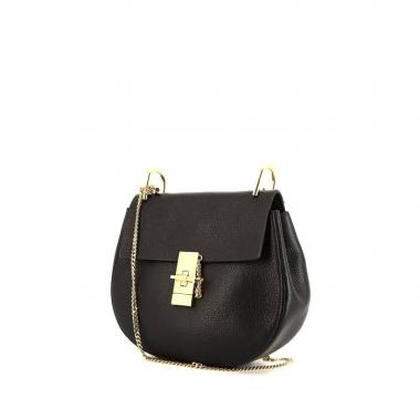 Borsa a tracolla Chloé Drew in pelle martellata nera