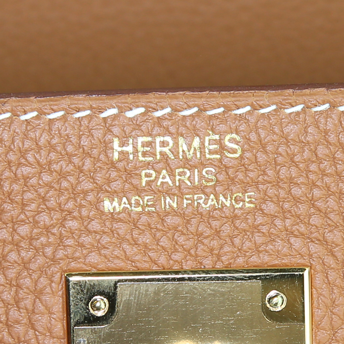 Sac à main Hermes Kelly 32 cm en cuir togo gold - Detail D4