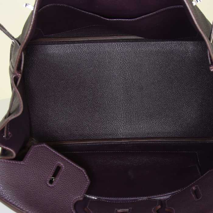 Bolso de mano Hermes Birkin 35 cm en cuero togo morado - Detail D2