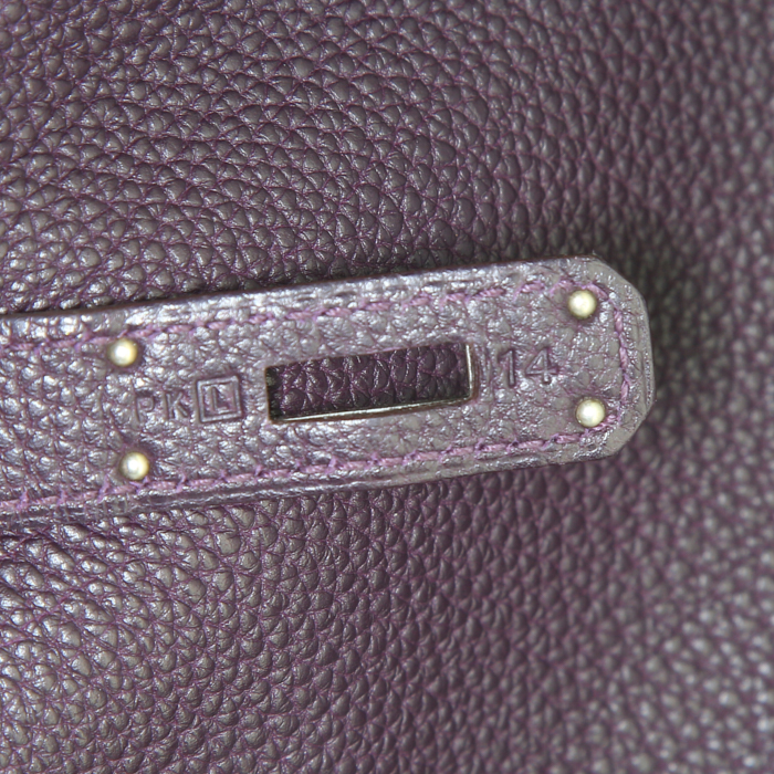 Borsa Hermes Birkin 35 cm in pelle togo color prugna - Detail D4