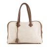 Hermes Victoria handbag in etoupe togo leather and beige canvas - 360 thumbnail