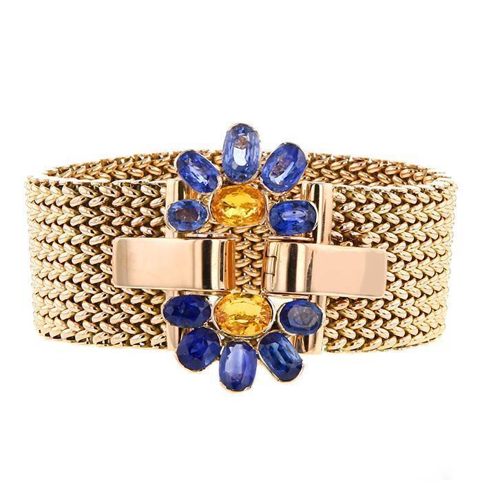 1950'S Bracelet In Pink Gold, Sapphires And Sapphires