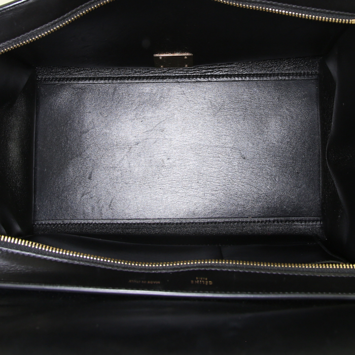 Sac à main Celine Trapeze moyen modèle en cuir noir et daim noir - Detail D3
