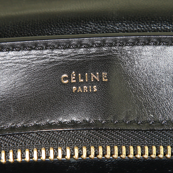 Bolso de mano Celine Trapeze modelo mediano en cuero negro y ante negro - Detail D4