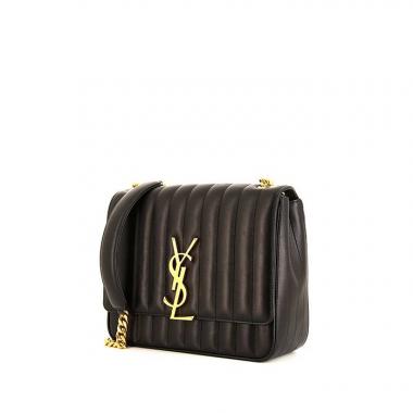 Bolso bandolera Saint Laurent Vicky en cuero acolchado negro