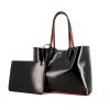 Shopping bag Christian Louboutin Cabata in pelle lucida bicolore nera e rossa con borchie - 00pp thumbnail