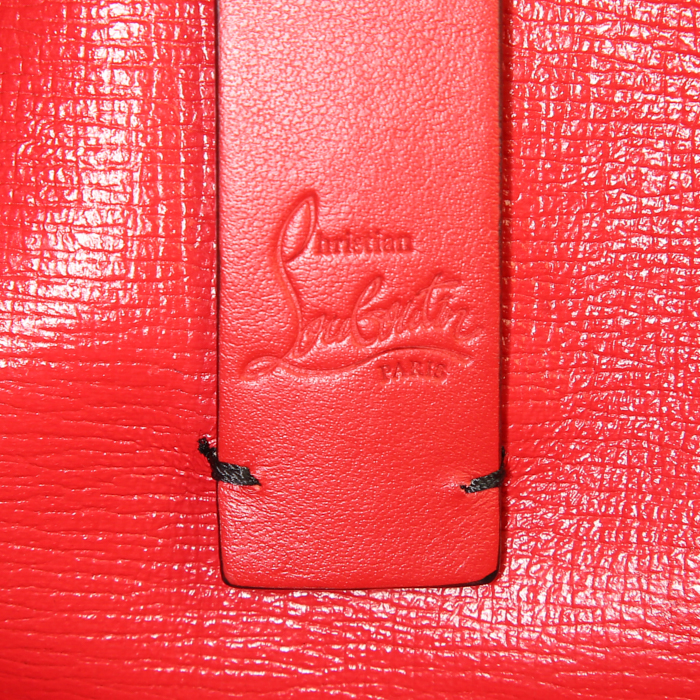 Shopping bag Christian Louboutin Cabata in pelle lucida bicolore nera e rossa con borchie - Detail D3